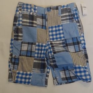 Boys Patch Plaid Shorts